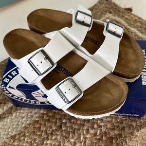 Brand new white Birkenstocks size 40 Woman’s size 9